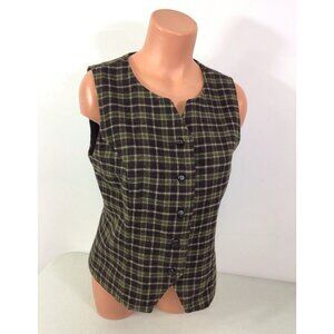 Y2K Plaid Wool Vest Womens Medium